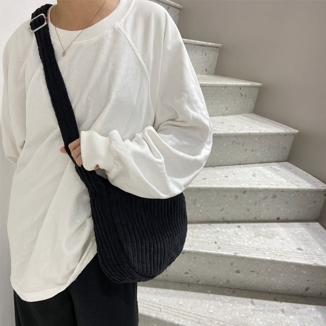 Women's Large Capacity Corduroy Messenger Bag