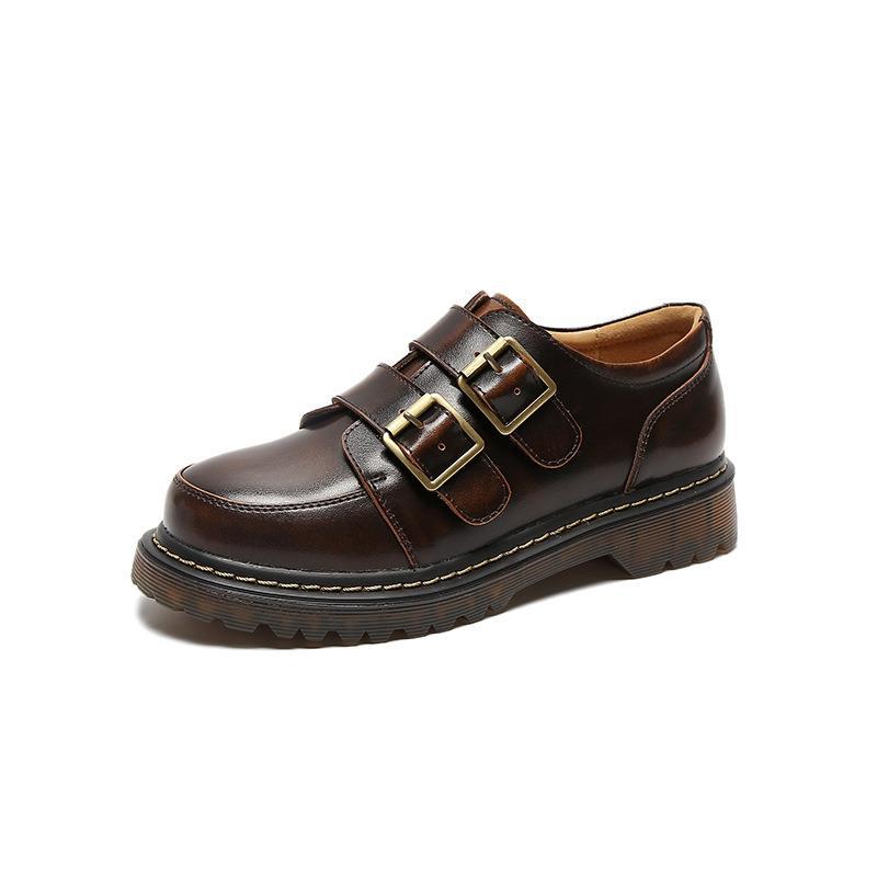 Women's British Retro Double Buckle Heels