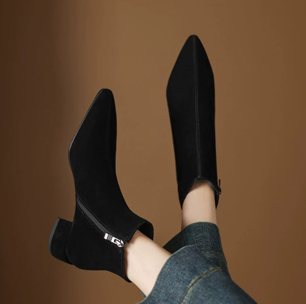 Women's Low-Heeled Suede Ankle Boots