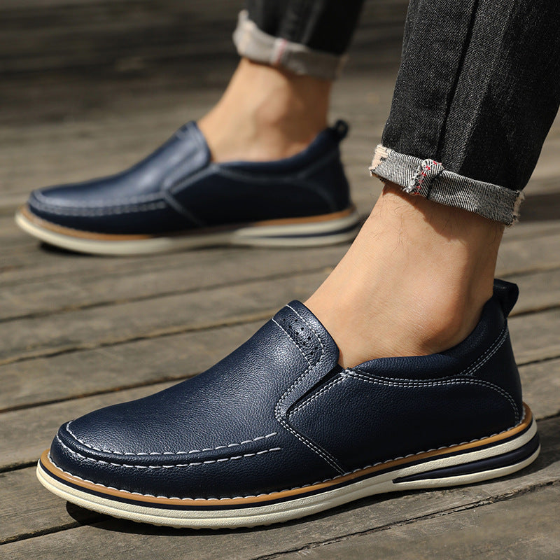 Hand-sewn Casual Leather Slip-on Bean Flats