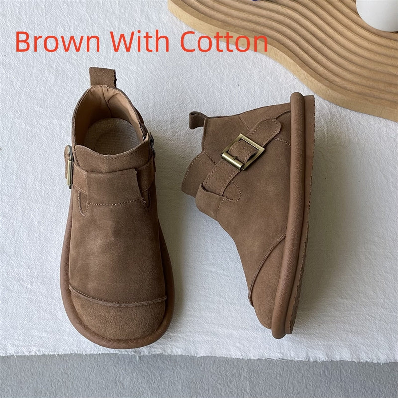 Mori Style Retro Soft Leather Martin Ankle Boots