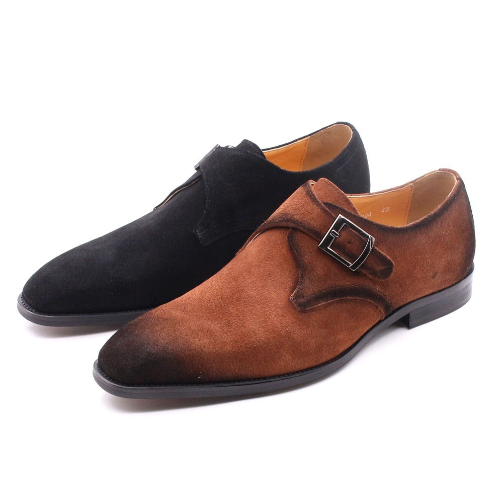 Men's Suede Handmade Monk Strap Shoes