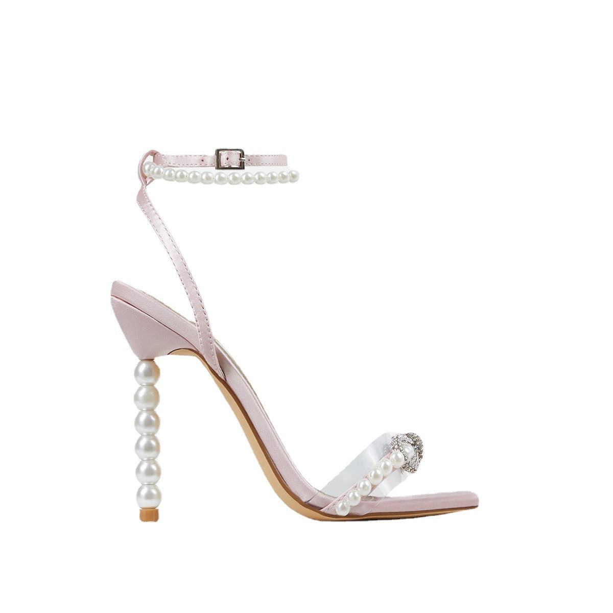 Women's Square-Toe Stiletto Heels with Rhinestone Bow and