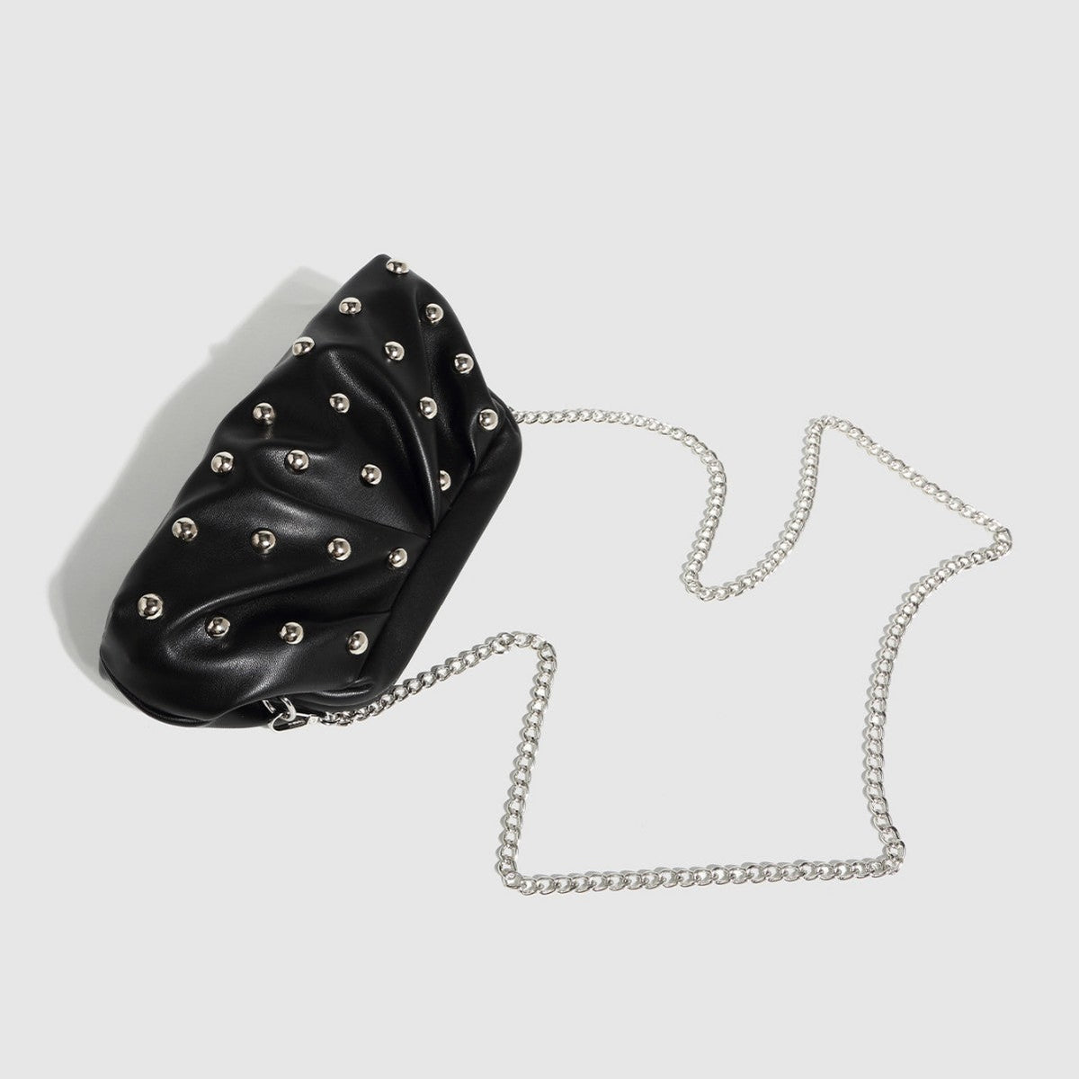 Pleated Dumpling Messenger Bag with Chain Strap