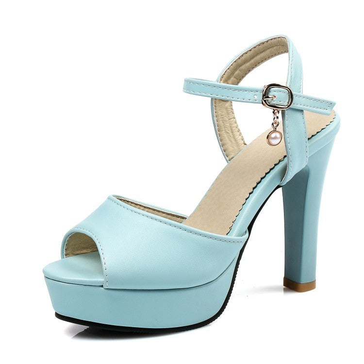 Stiletto Heel Platform Buckle Peep Toe Sandals