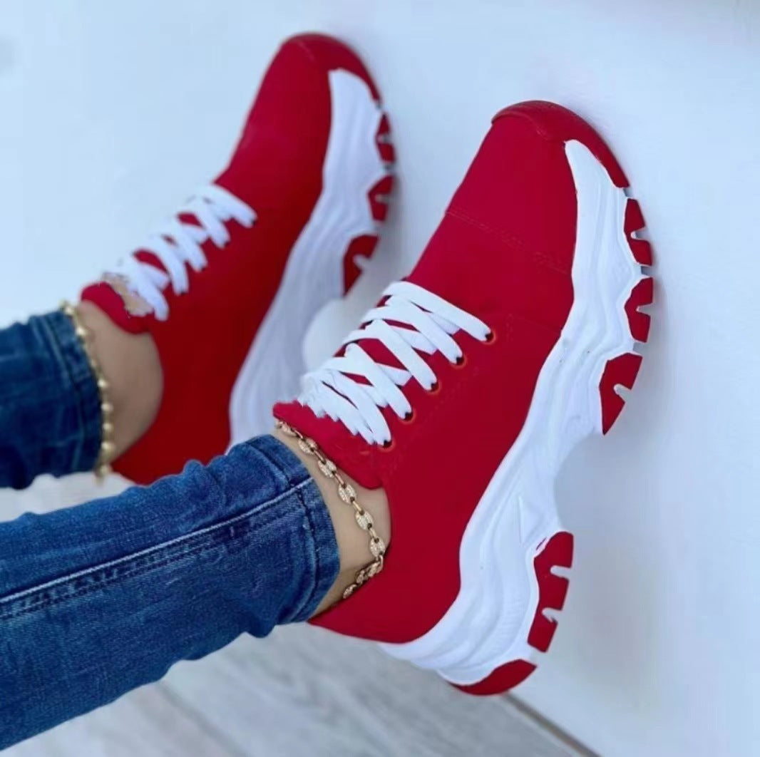 Women's Round Head Thick Bottom Low-top Casual Sneakers