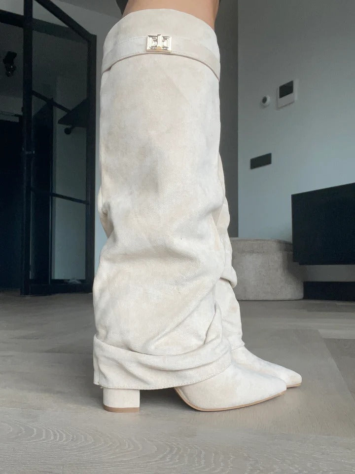 Women's Pointed-Toe Mid-Calf Buckle Boots