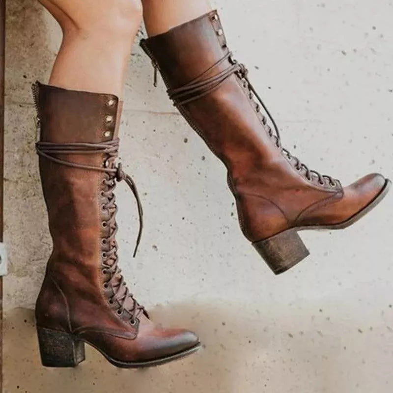 Women's Lace-Up Mid-Calf Boots