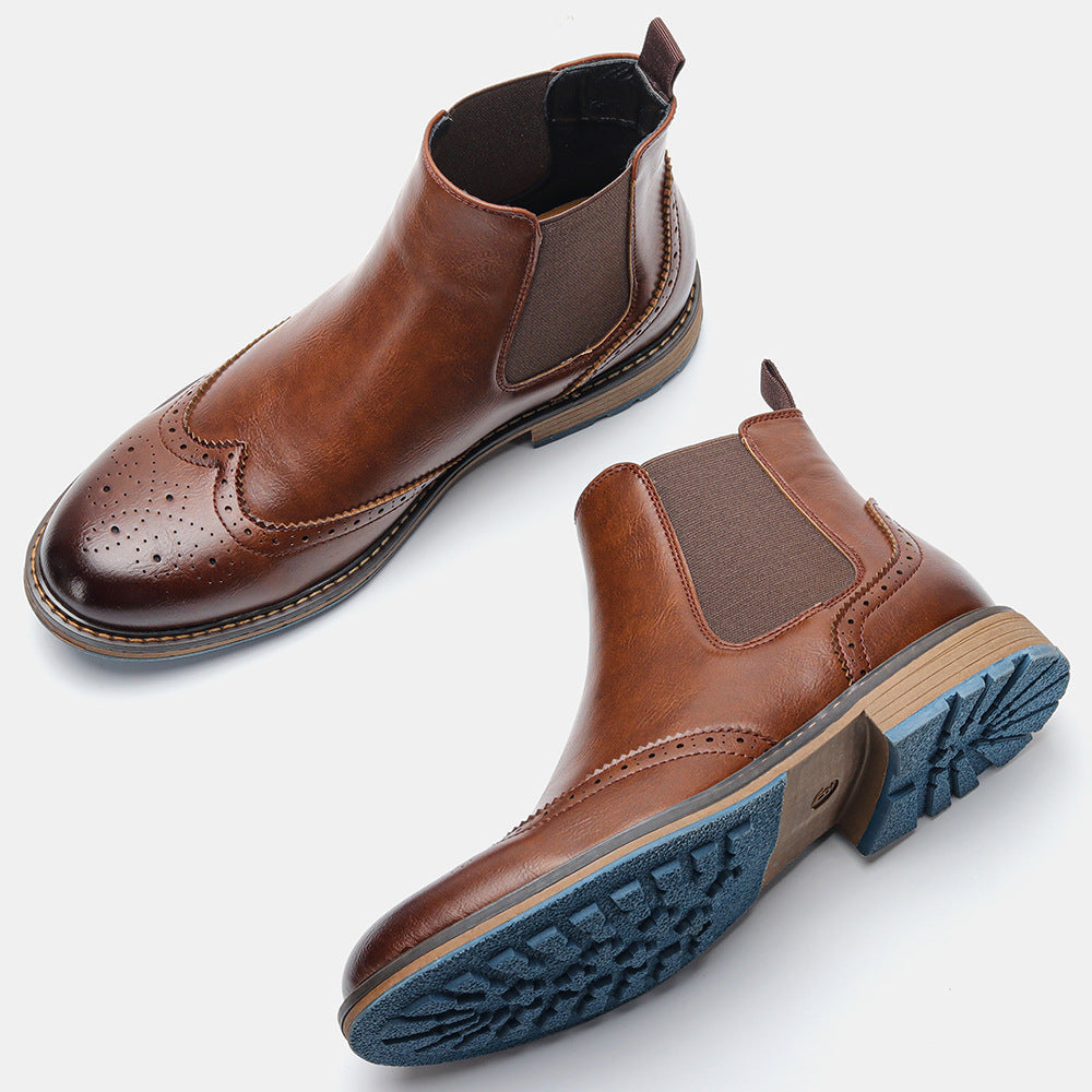 Men's Mid-top Carved Casual Brogue Retro Boots