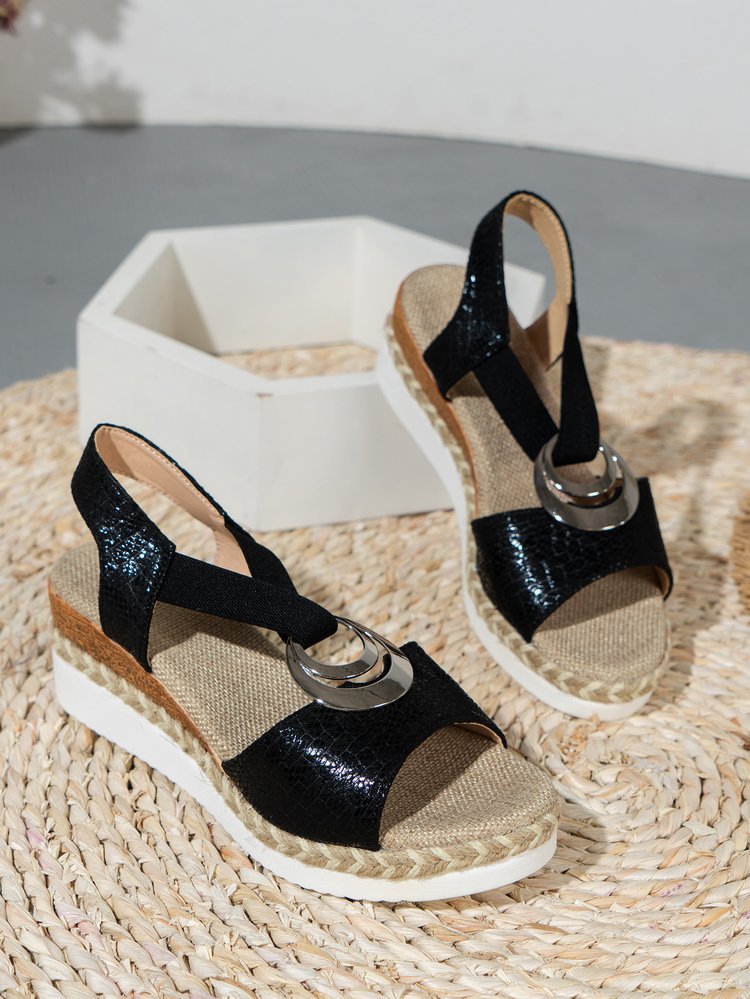Women's Hemp Rope Wedge Peep Toe Sandals