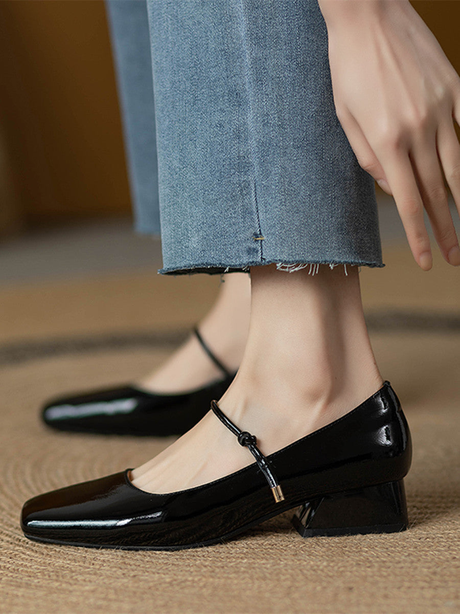 Women's Patent Square-Toe Heels