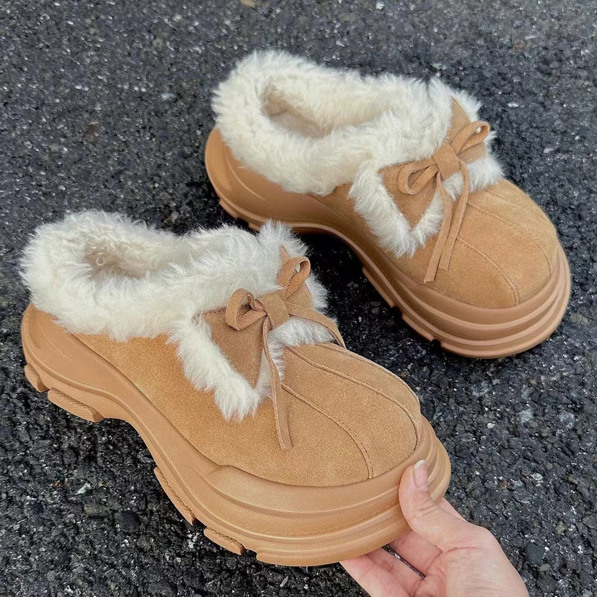 Women's Fur Integrated Platform Snow Boots