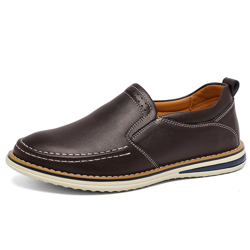 Hand-sewn Casual Leather Slip-on Bean Flats