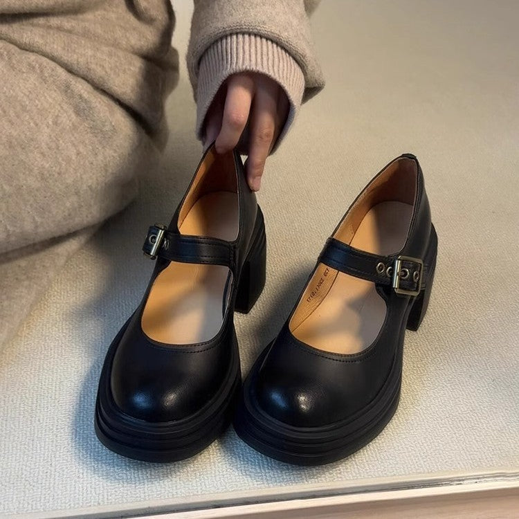 Women's Round-toe High-heeled Mary Jane Dress Shoes