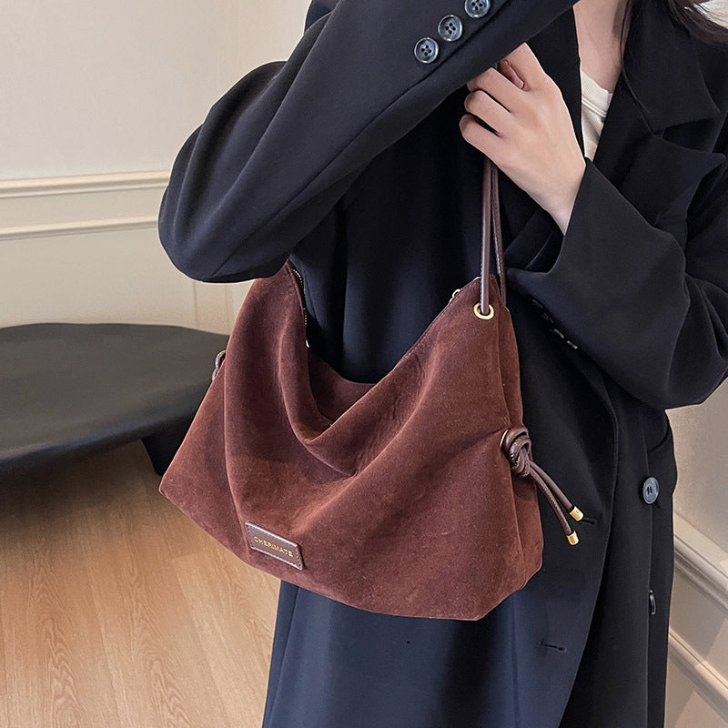 Women's Retro Frosted Leather Maillard Color Crossbody Bag