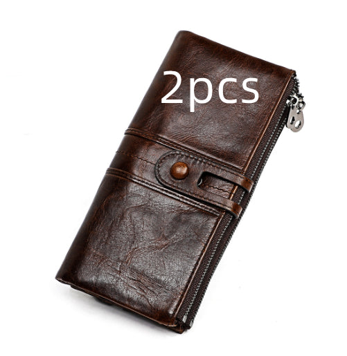 Unisex Top Layer Leather Tri-Fold Wallet