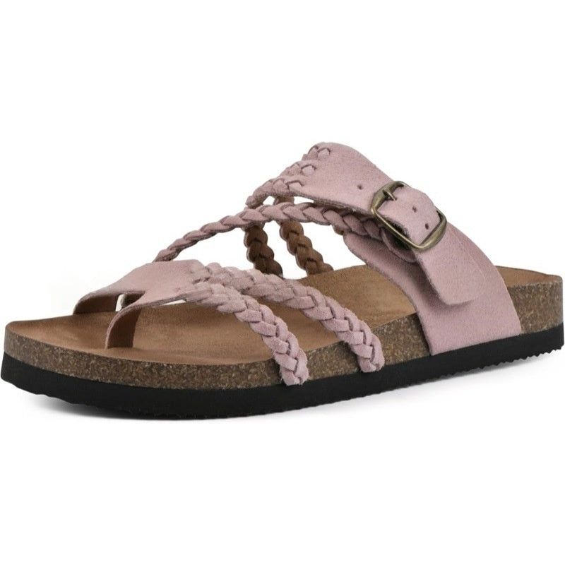 Woven Strappy Flat Loafers