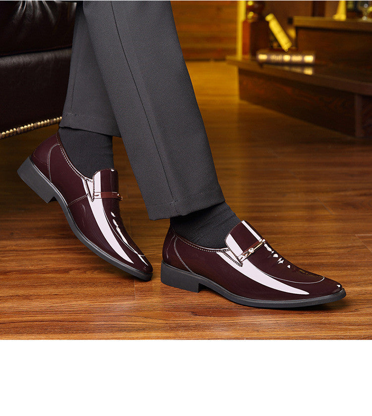 Men's Pointed Patent Leather Shoes