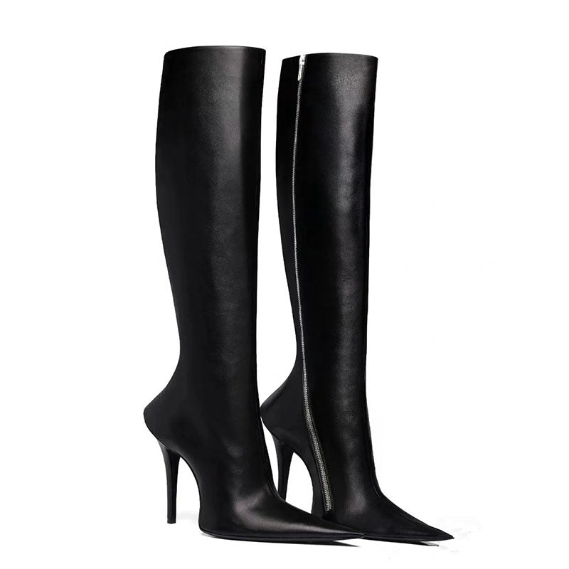 Women's Stiletto Heel Pointed-Toe Knee-High Boots