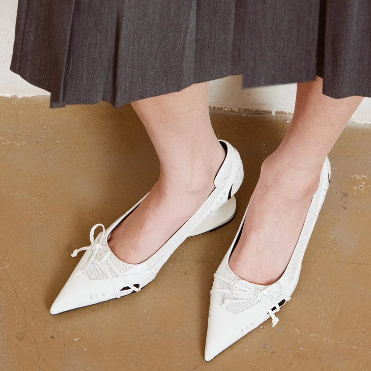 Retro Pointed-Toe Heels with Sculptural