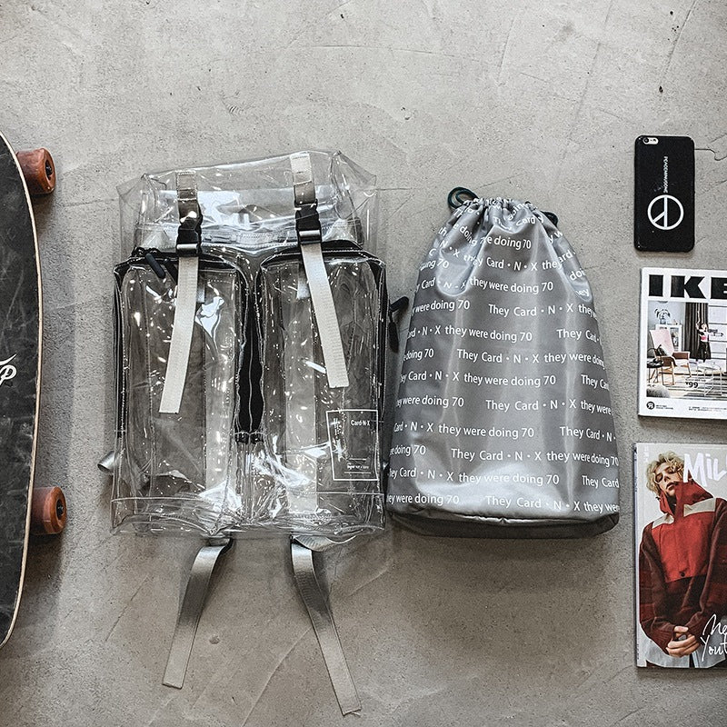 Transparent Motorcycle Letter Travel Backpack Travel Bag