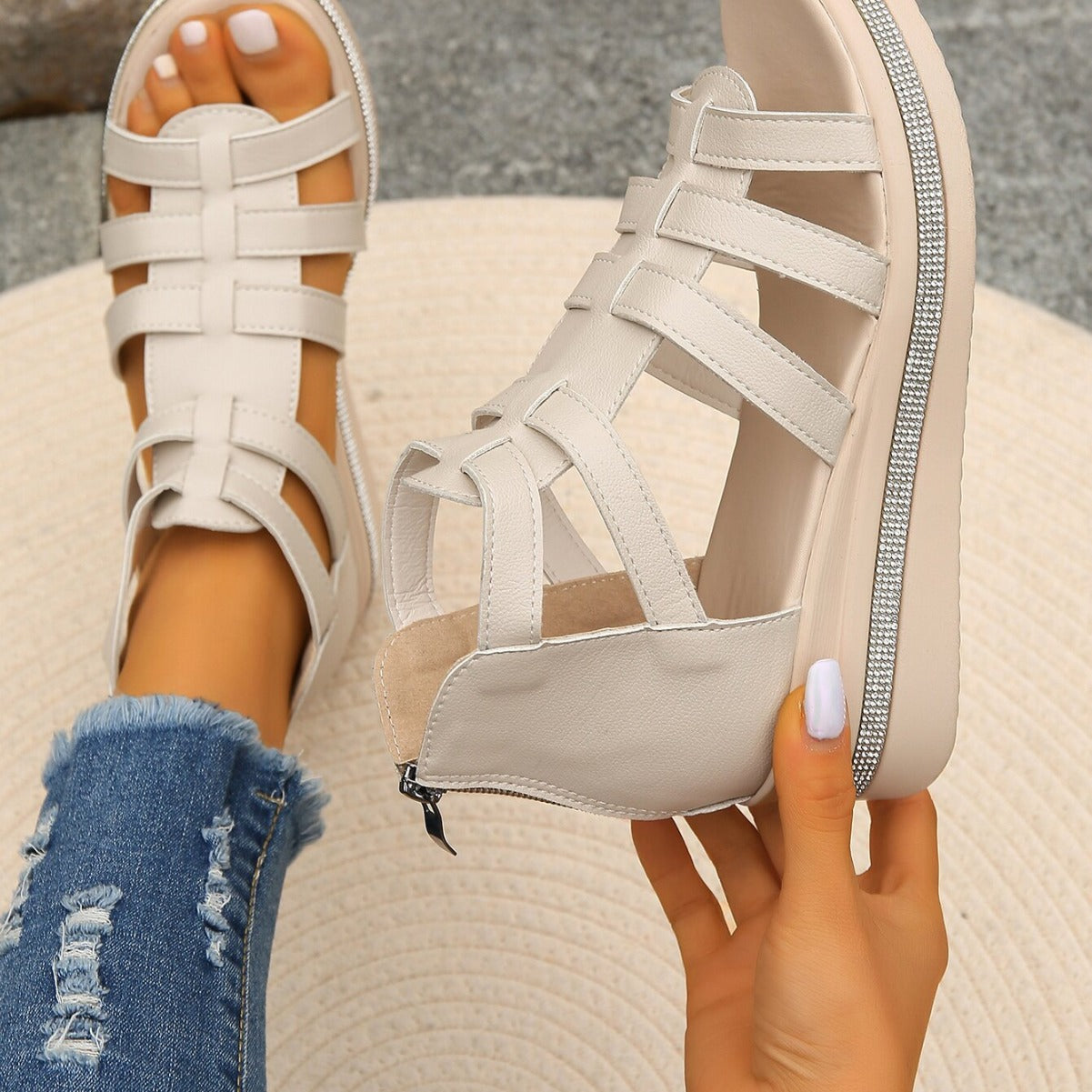 Women's Rhinestone Platform Sandals