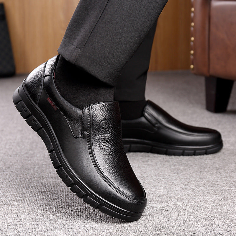 Men's Old Man's Head Layer Cowhide Business Flats
