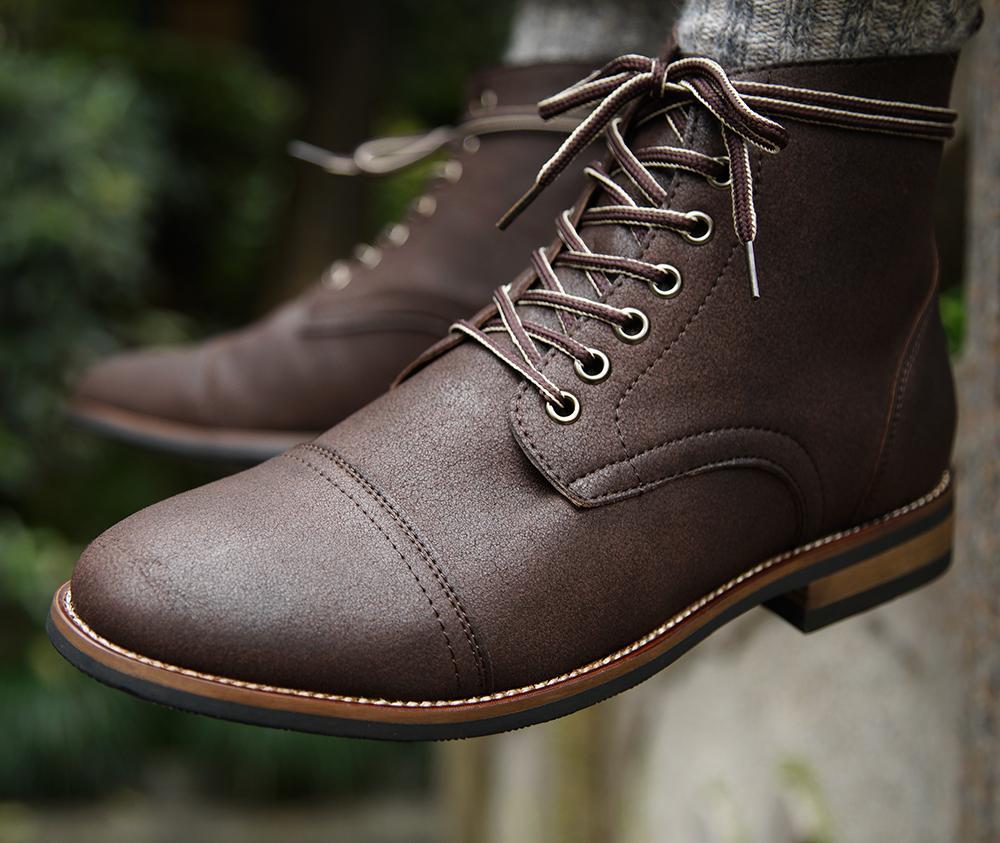 Front Lace Round-Toe Boots