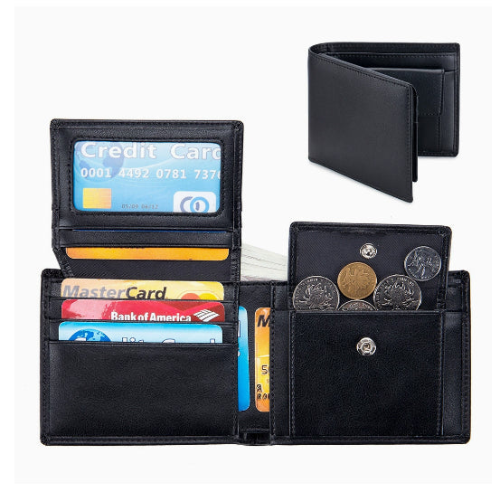 Men's Short Genuine Leather Trifold Wallet