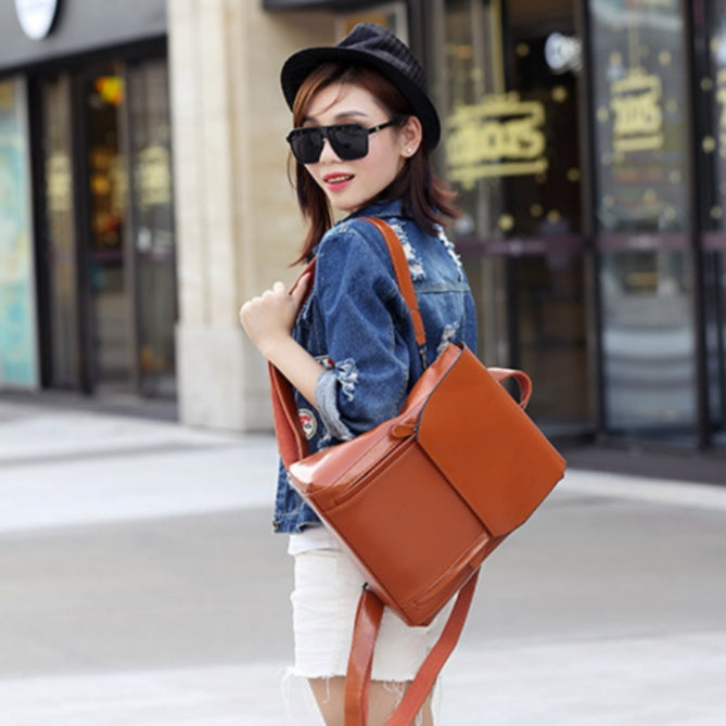 Women's Genuine Leather Messenger Backpack Messenger Bag