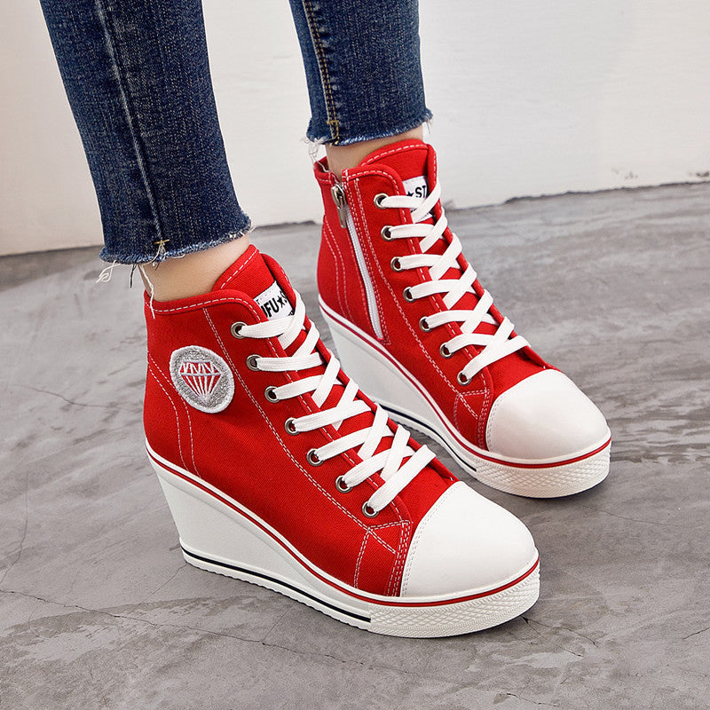 Wedge Heel Casual High-Top Canvas Shoes