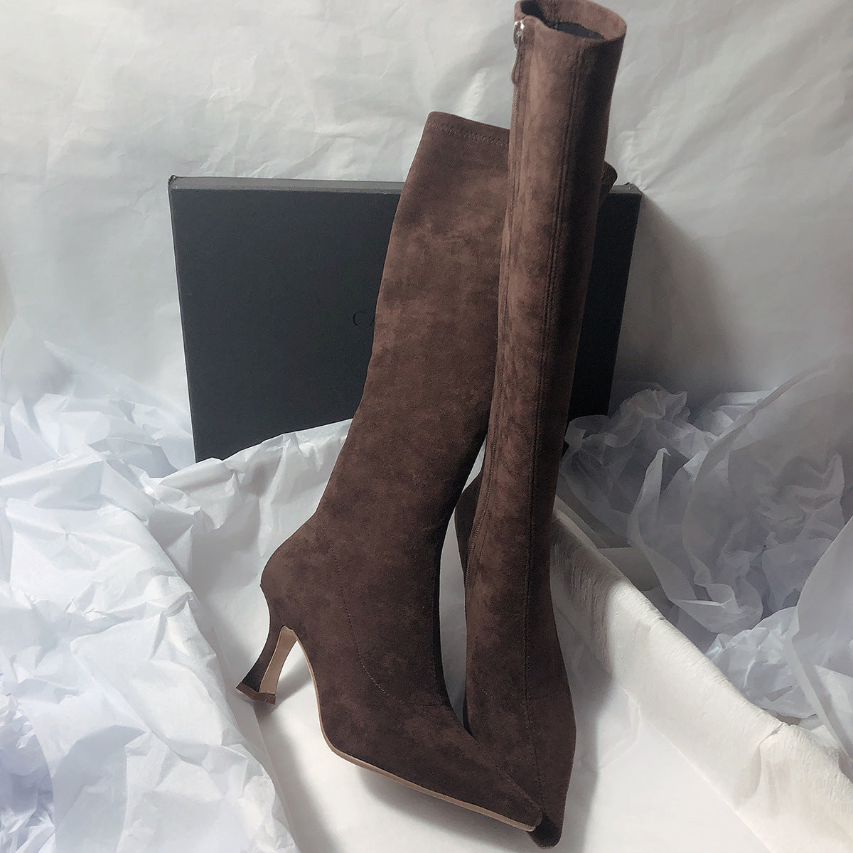 Women's Simple Side Zip High-Heel Boots