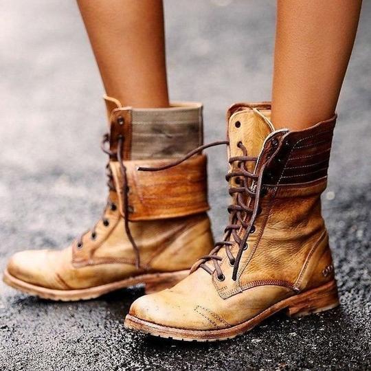 Women's Cross Strap Martin Boots