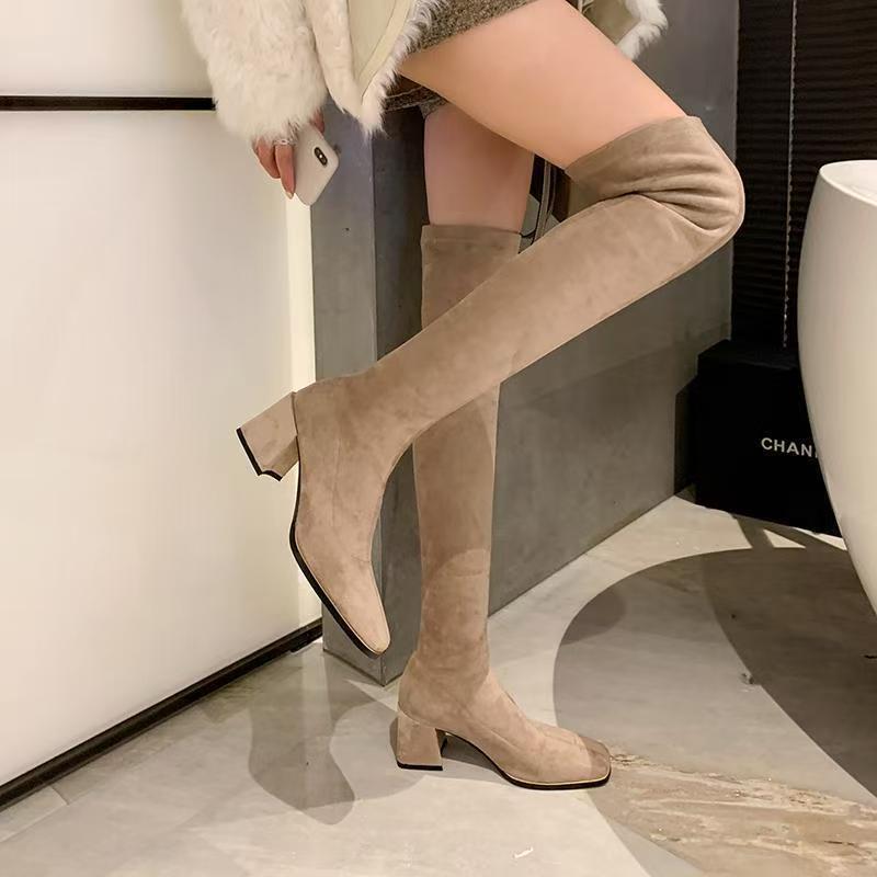 Women's Stretchy Over-the-knee Chunky-heeled Boots