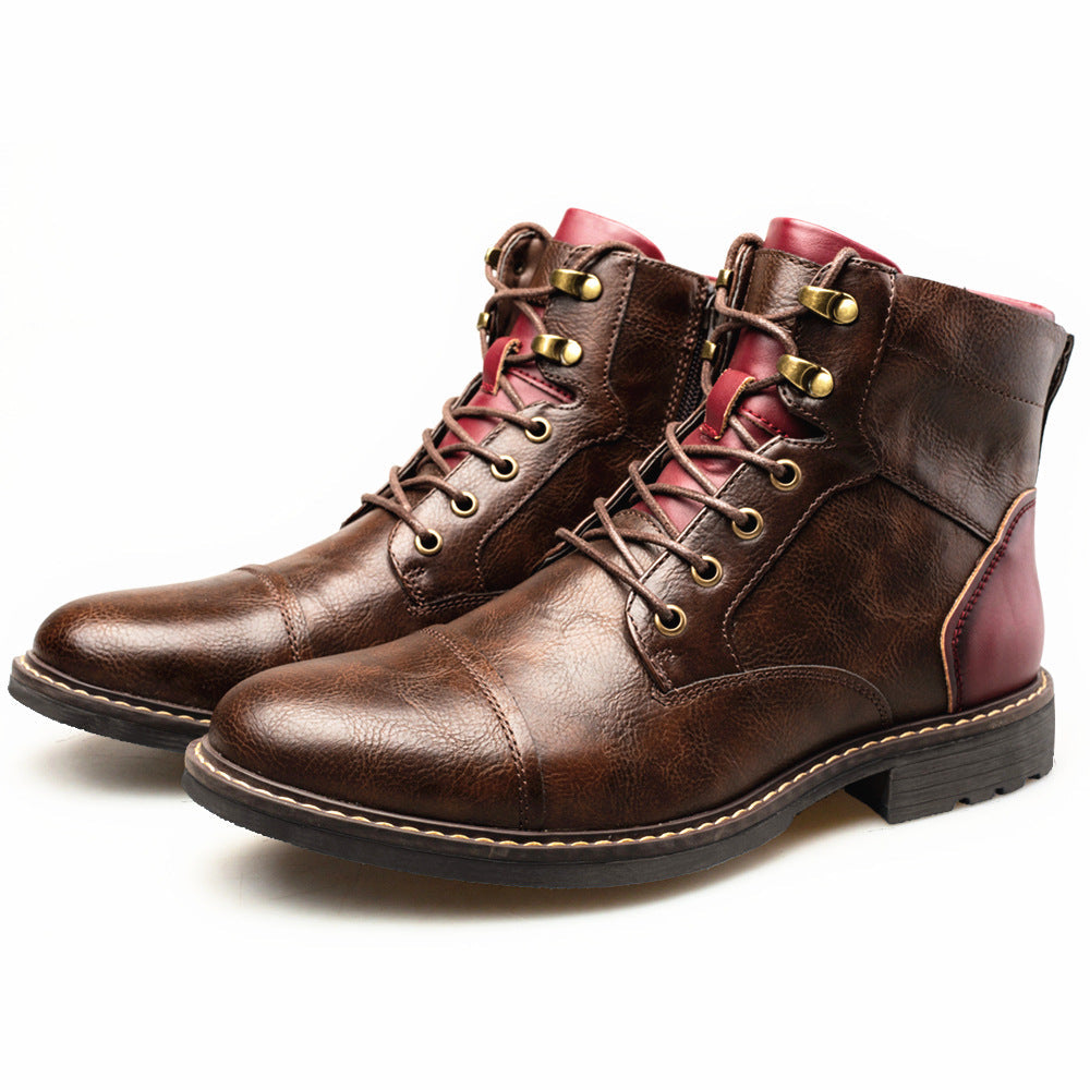 Men's Brown Zipper Tooling Martin Boots