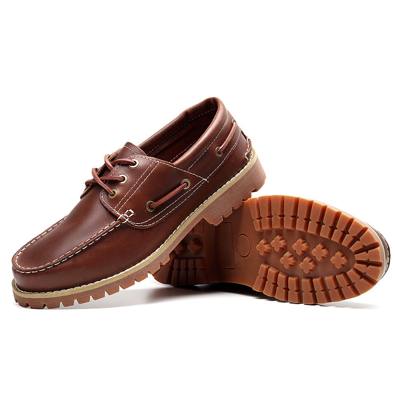 Men's First Layer Cowhide Low Top Classic British Heels