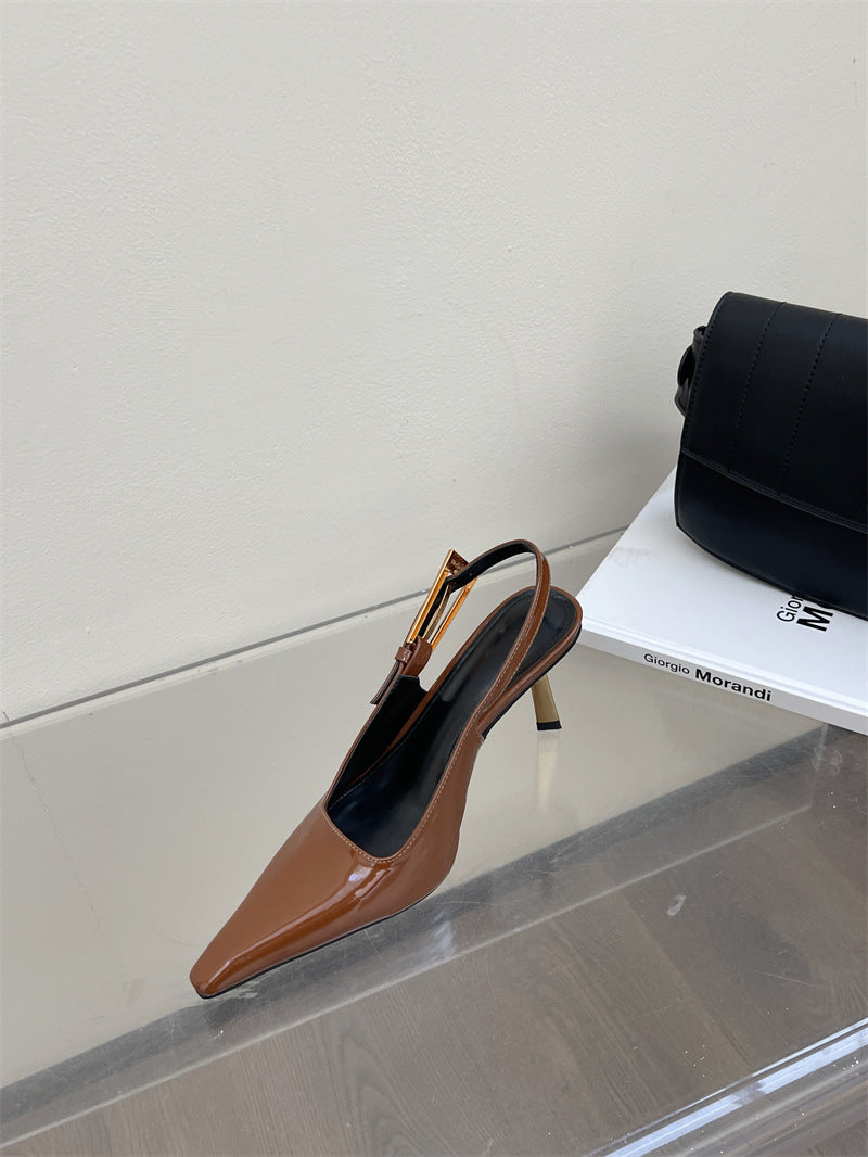 Women's Square-Toe Patent Slingback Sandals