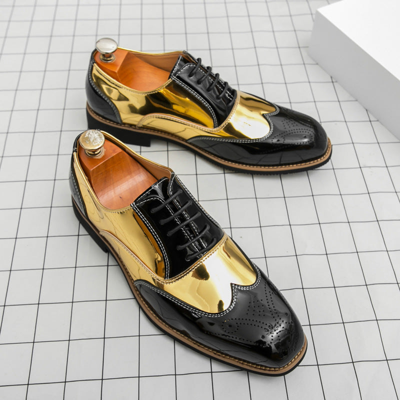 Men's Brogue Plus Size Color Matching Shoes