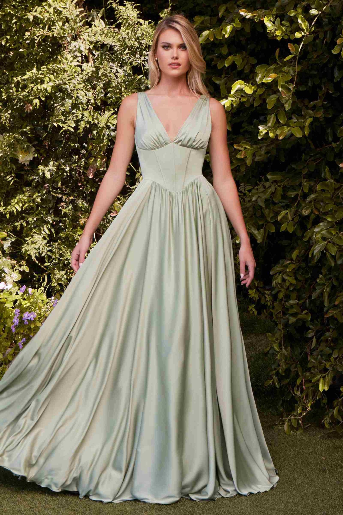 Ladivine 7447 Dress A-Line Soft Satin Gown