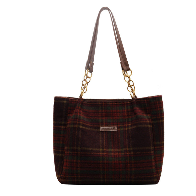 Women's Personality Plaid Tote Bag Crossbody Bag