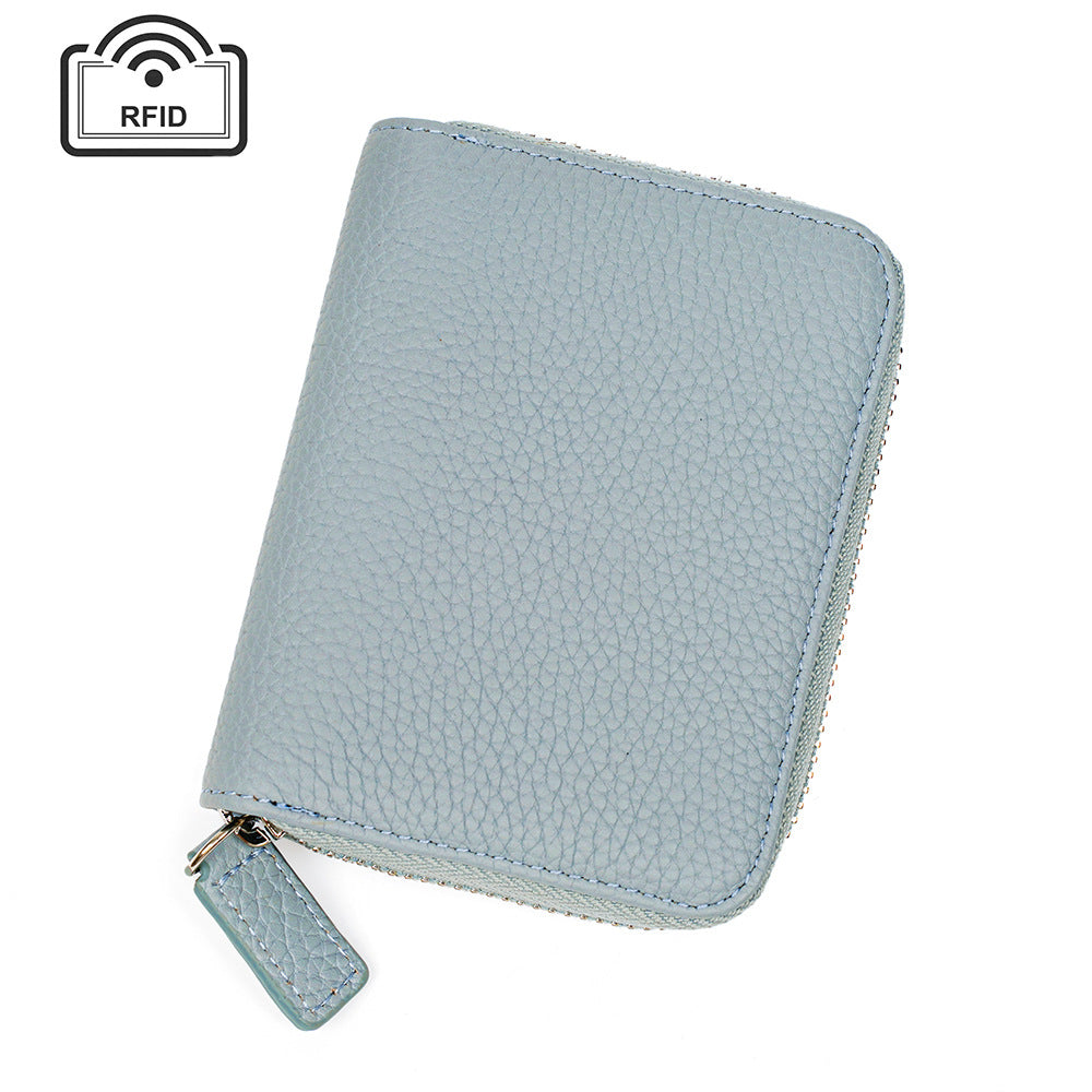 Leather Organ Card Wallet with RFID Zipper Bags