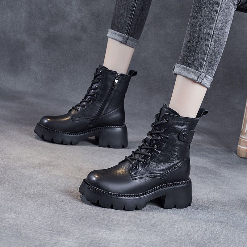 Women's Fleece-Lined Platform Martin Boots