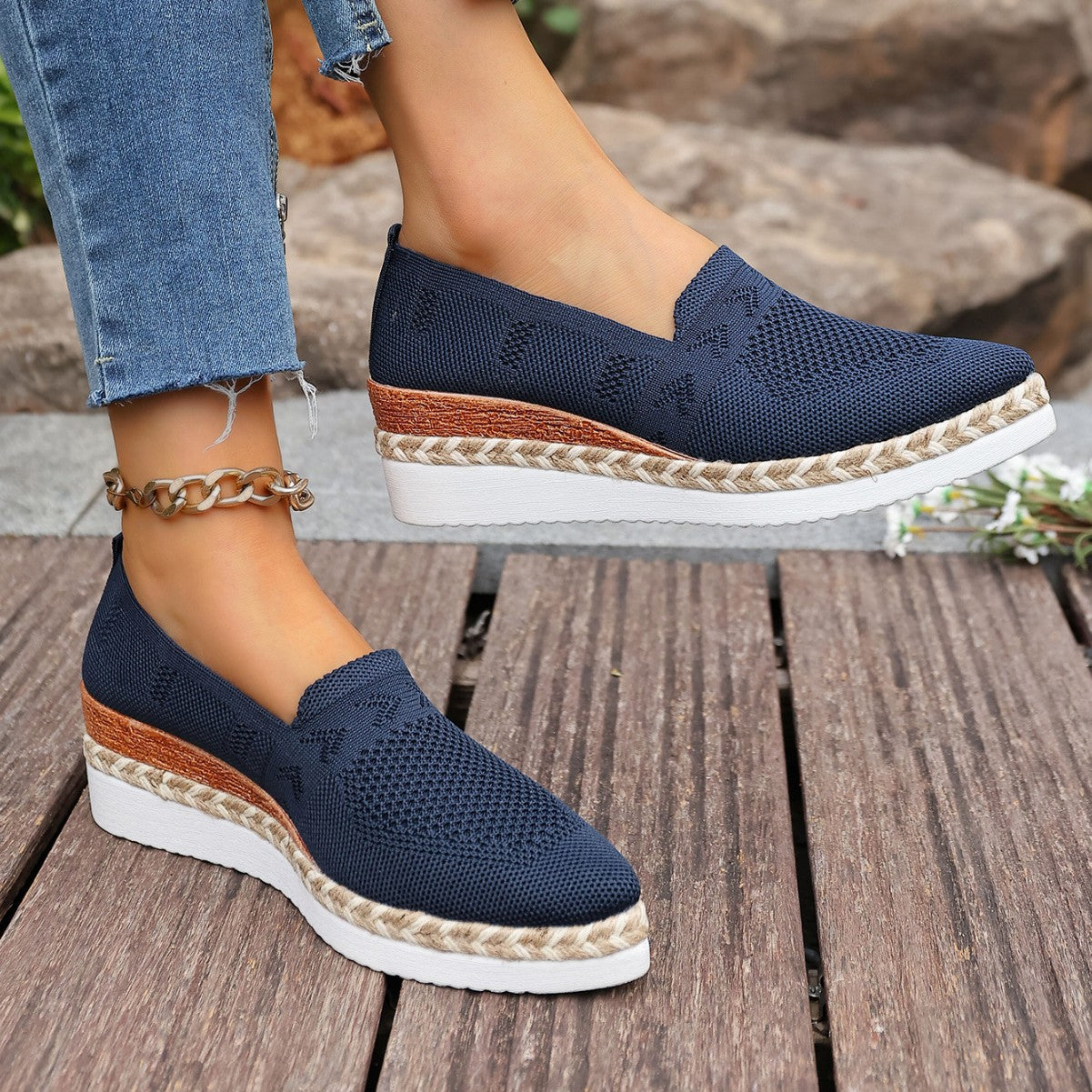Women's Woven Platform Pointed-Toe Wedges