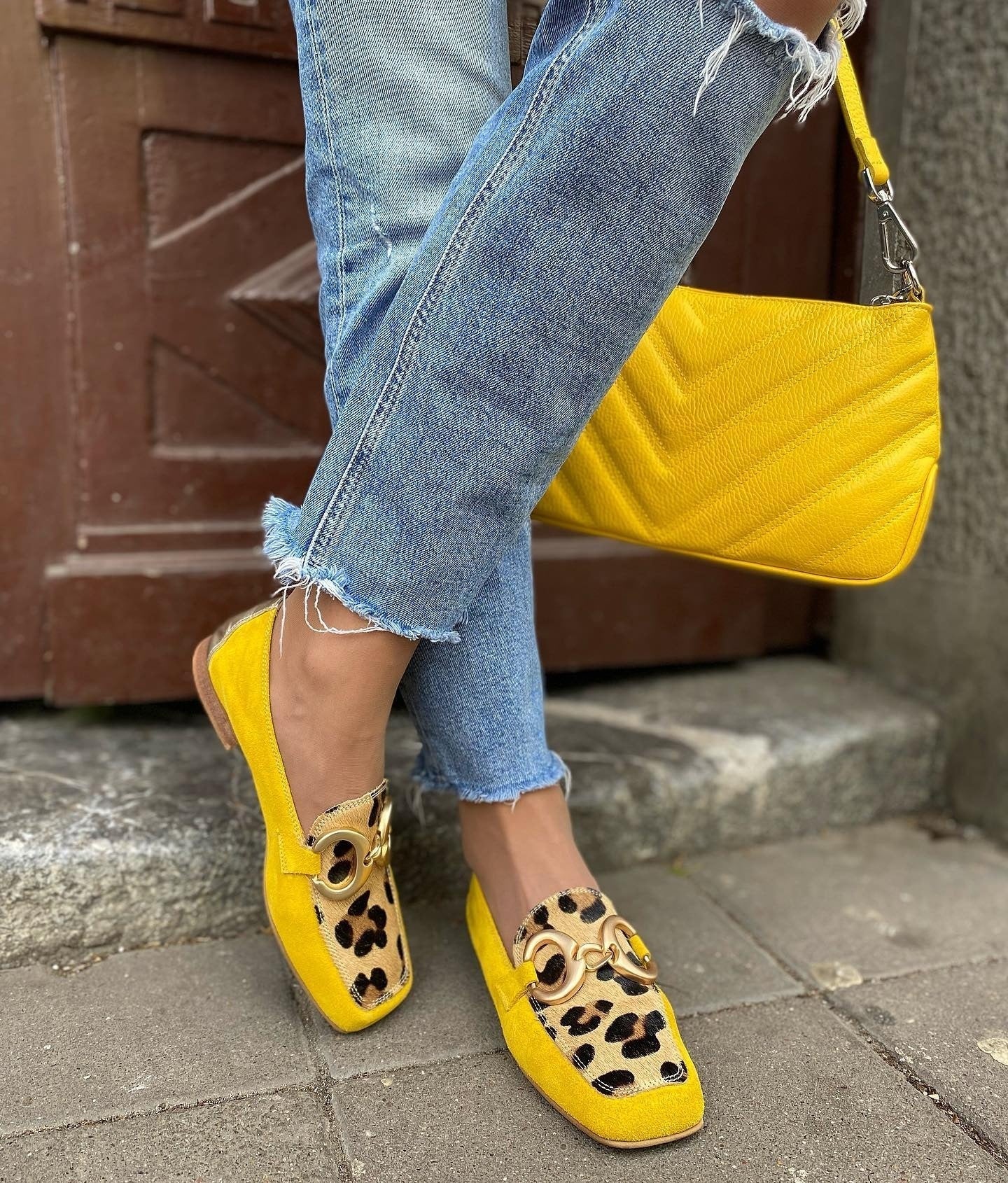 Women's Square-Toe Low-Heel Suede Flats