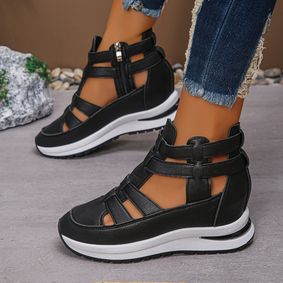Women's Close-Toed Hollow-Out Platform Sandals