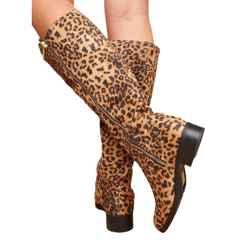 Women's Long Tube Retro Chunky Heel Boots