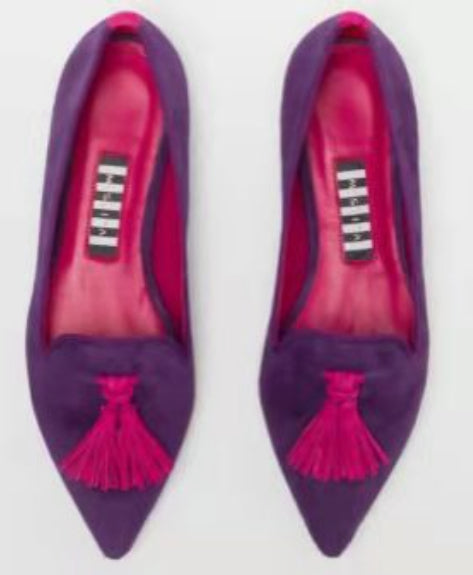 Women's Pointed-Toe Colorblock Tassel Flats