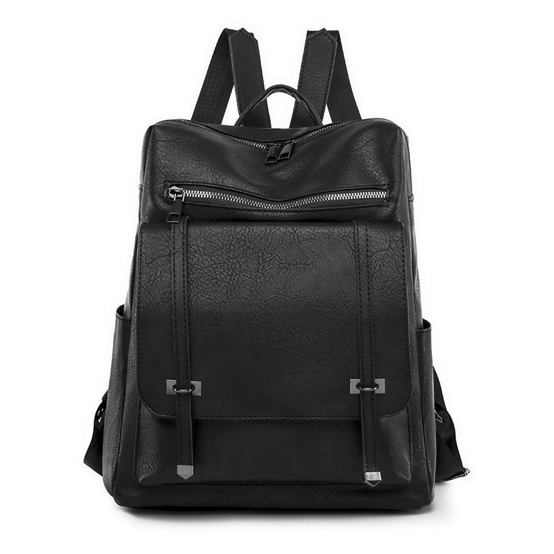Women's Retro Contrast Color PU Backpack