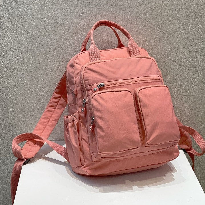 Leisure Backpack With Lightweight Nylon Multiple Pockets