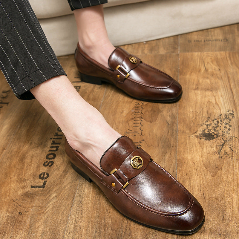 Men's Metal-Buckle Slip-On Shoes